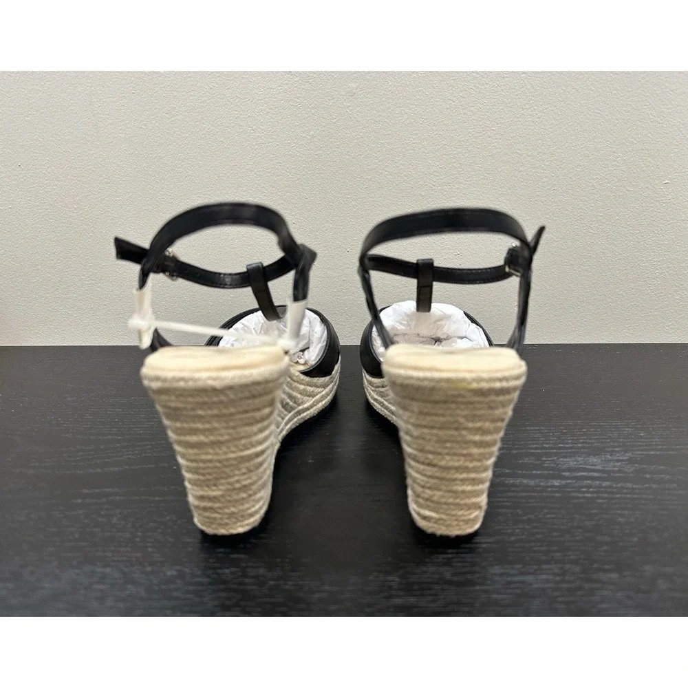 NEW Anne Klein‎ Waves Wedge Black Sandal Women's Size 11 M